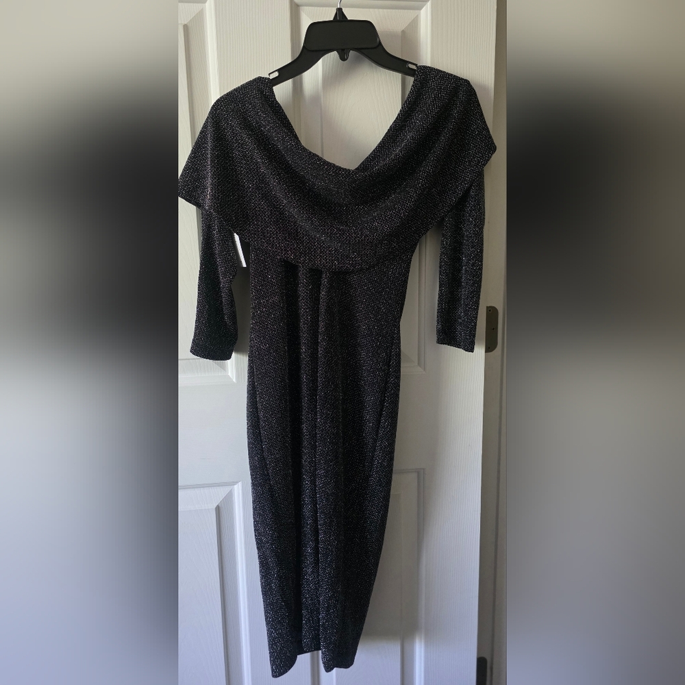 Bisou Bisou Black Sparkle Midi Dress